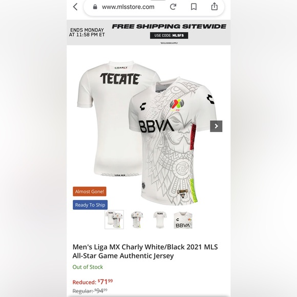 charly Other - Men's Liga MX Charly White/Black 2021 MLS All-Star Game Authentic Jersey